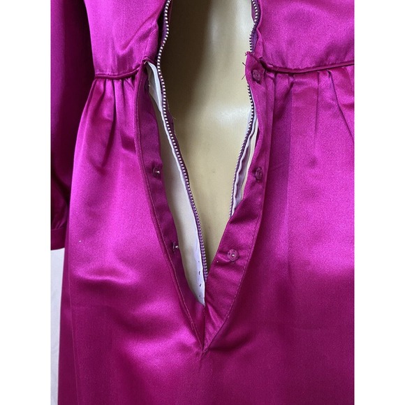 Victoria Royal Ltd Gown Maxi Dress Satin V neck Balloon Sleeve Fuchsia B… - Picture 8 of 9